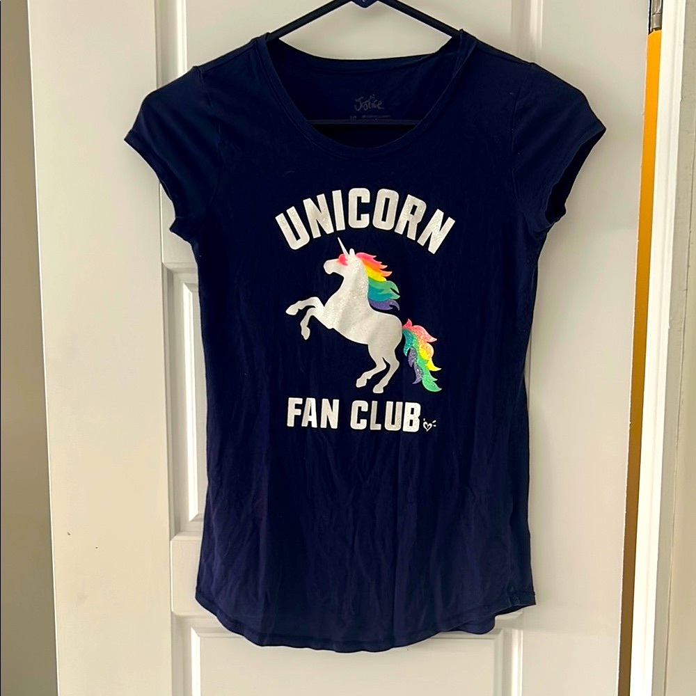 Justice Navy Unicorn Fan Club Sparkle Tee